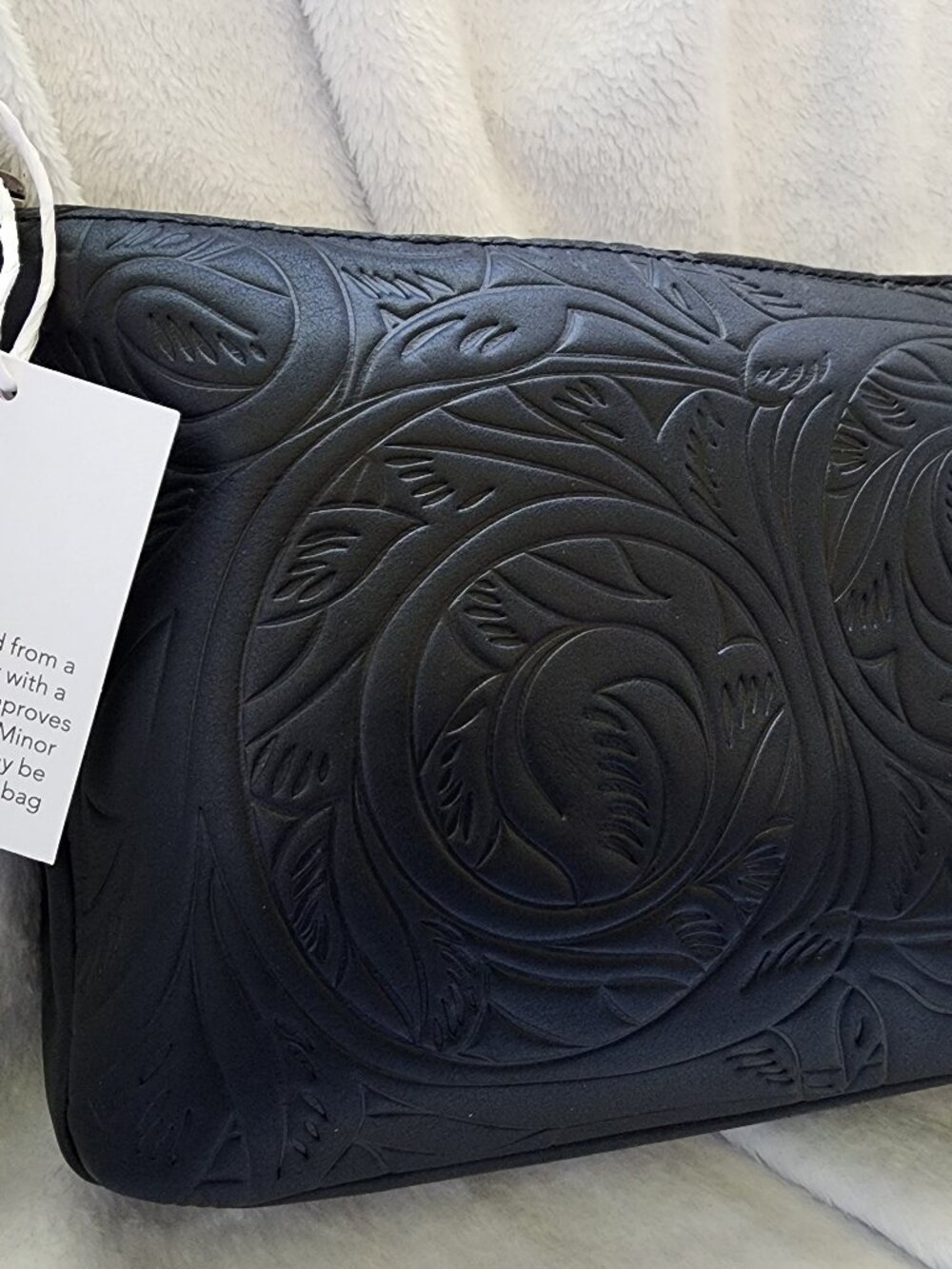 The Sak Black Vintage Leather Pouch/Clutch 11"x6.5"x3.5"
